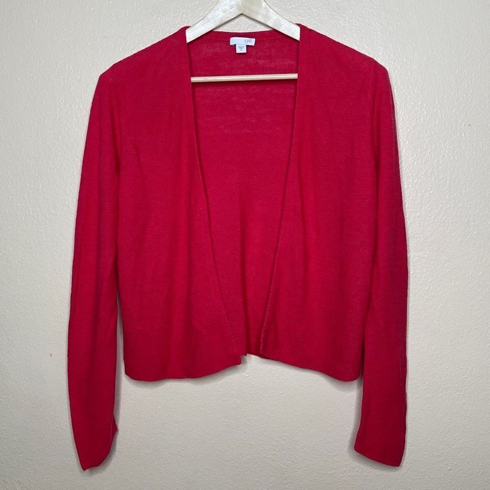 J. Jill Open Front Cardigan Womens Medium Pink Cotton Bland Cropped